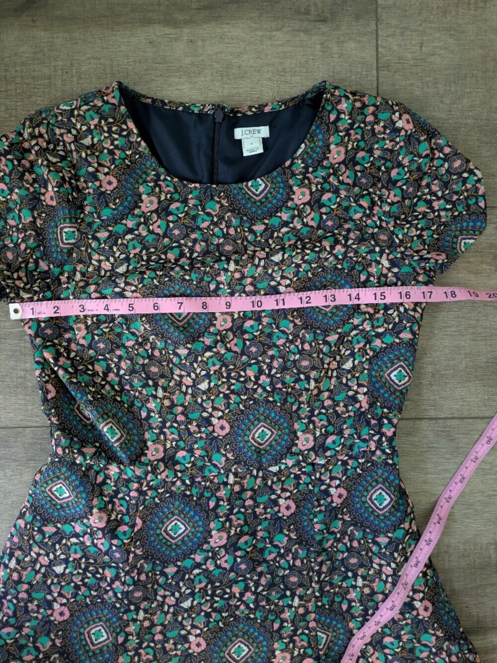 J. Crew Multicolor Floral and Geometric Short Sleeve Dress -Multicolor - Picture 8 of 11